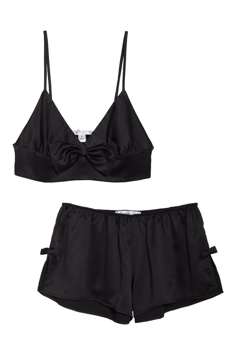 Shimmer Bralette & Shorts Set, Alternate, color, BLACK