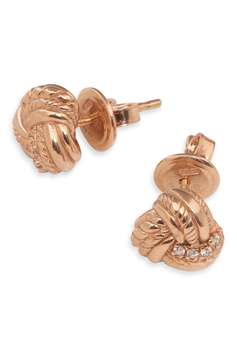 Knot Cubic Zirconia Stud Earrings, Alternate, color, GOLD