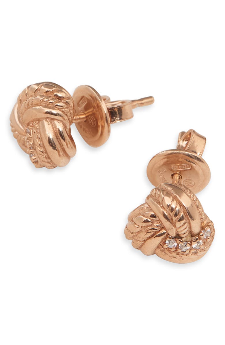 Bottega Veneta Knot Cubic Zirconia Stud Earrings, Alternate, color, Gold