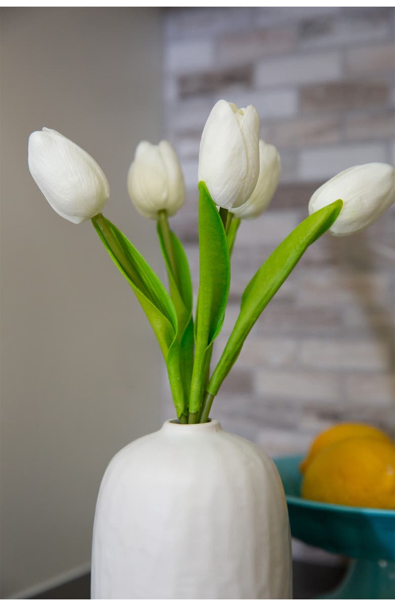 FLORA BUNDA 13" Real-touch Tulips in  6.25" Ceramic Vase, Alternate, color, 