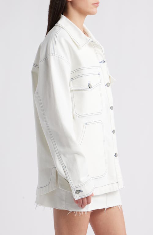 Hidden Jeans Oversize Stretch Denim Jacket In White