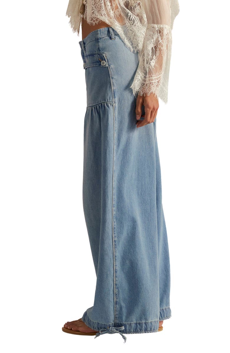 Free People Lotus High Waist Tie Hem Barrel Leg Jeans, Alternate, color, Bijou Blue