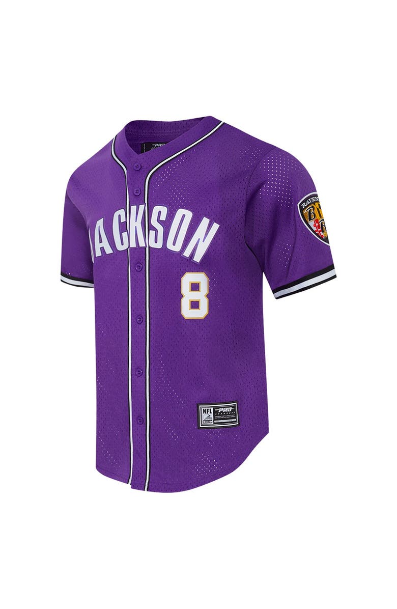 PRO STANDARD Men's Pro Standard Lamar Jackson Purple Baltimore Ravens Mesh Button-Up Baseball Jersey, Alternate, color, Purple
