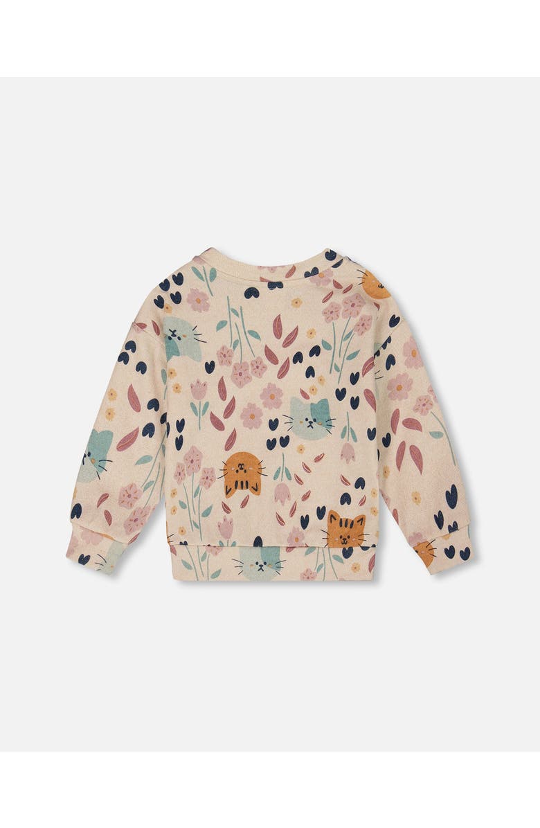 Deux par Deux Glittering French Terry Sweatshirt Cat, Alternate, color, Beige