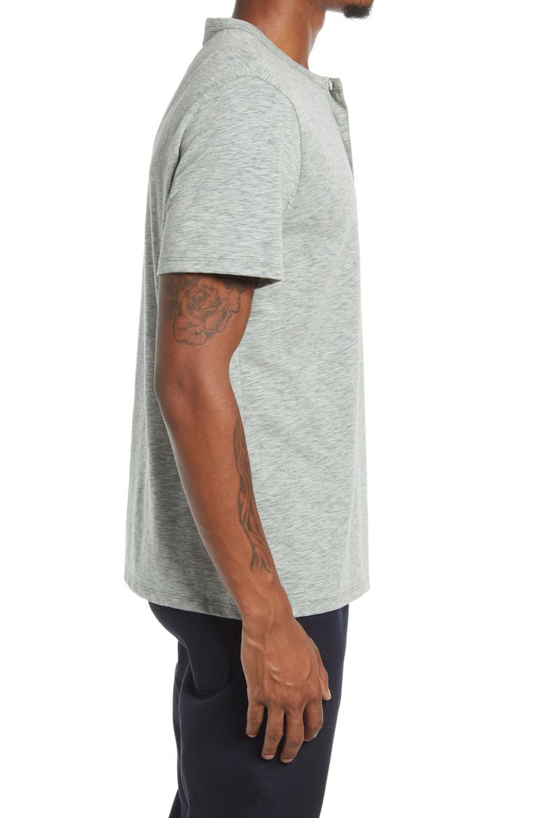 Regular Fit Slub Heather Henley, Alternate, color, DARK FOREST/ OFF WHITE