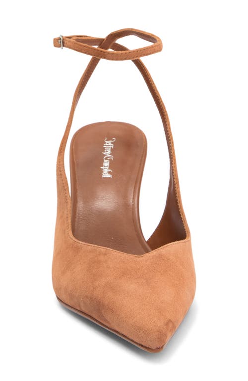 Jeffrey Campbell Executive Ankle Strap Pointed Toe Slingback Pump In Tan Suede