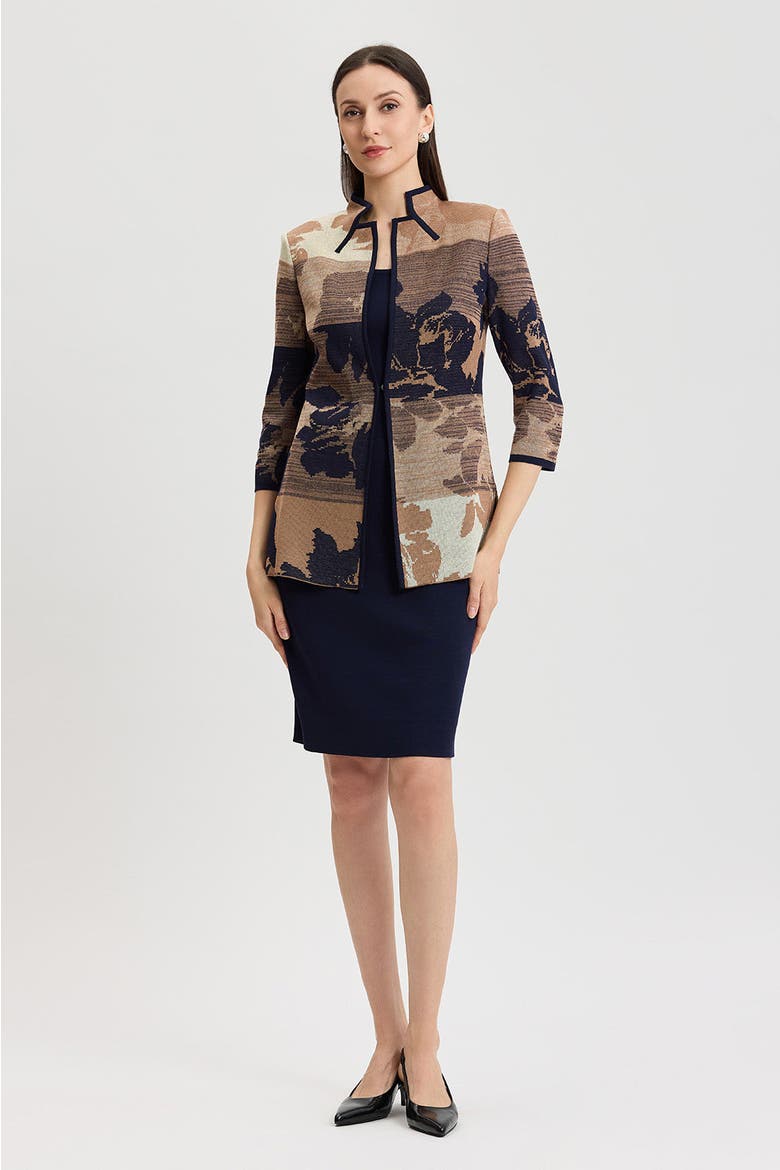 Floral Jacquard Ombre Knit Jacket, Alternate, color, Warm Taupe/Almond/Indigo