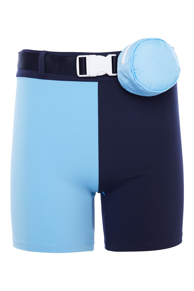 STAUD Colorblock Fitted Bike Shorts, Alternate, color, BLUE
