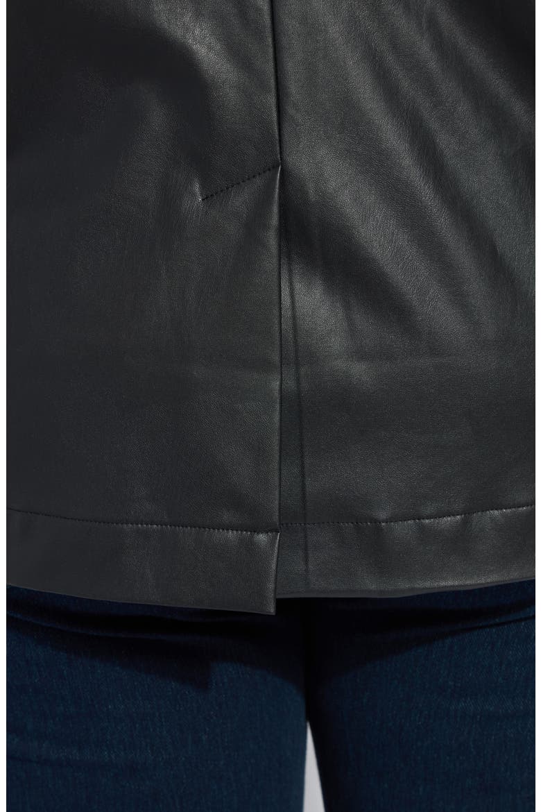 'Lyssentials Faux Leather Blazer, Alternate, color, BLACK