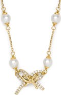 Kate Spade New York pavé bow faux pearl necklace