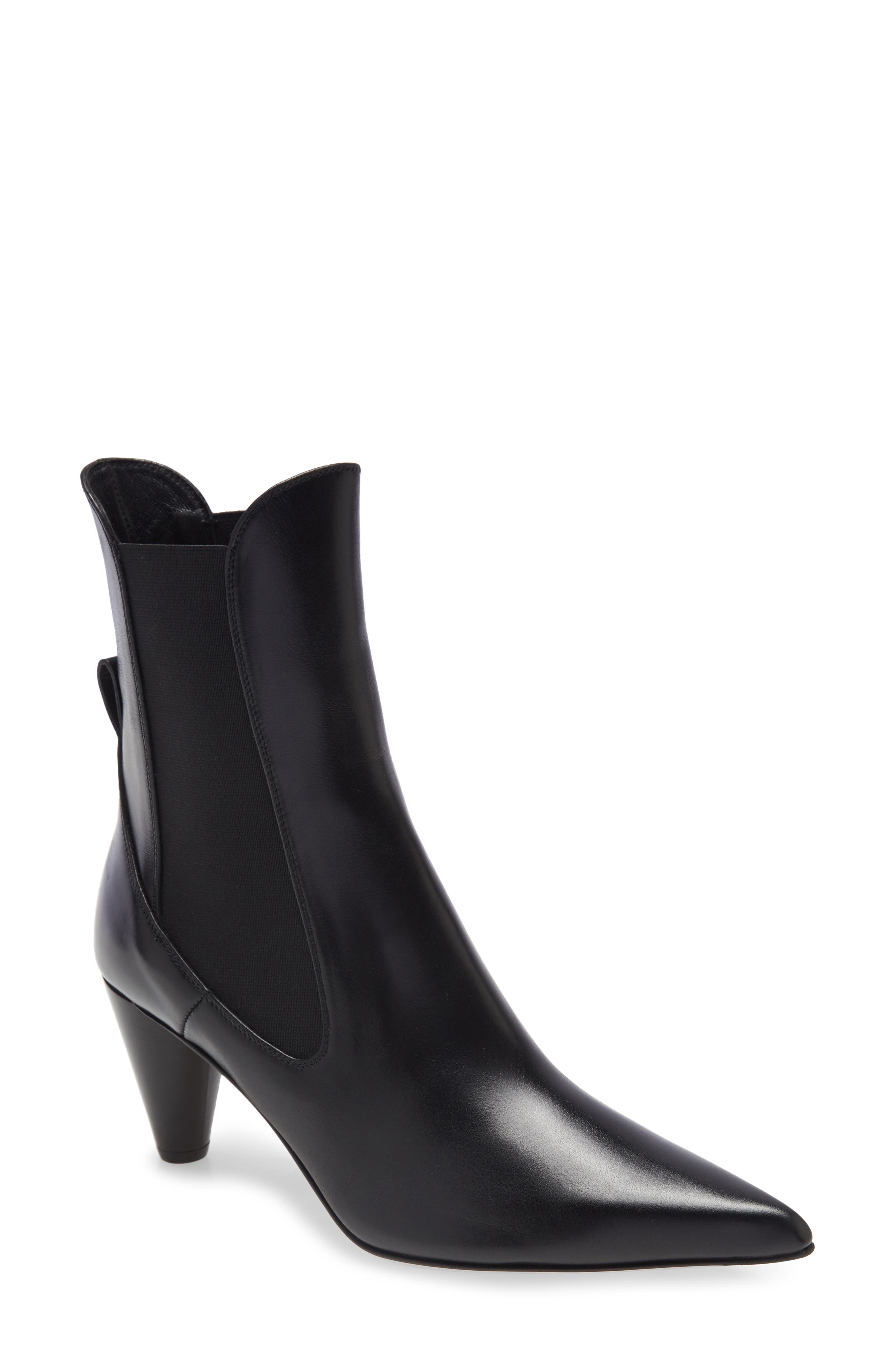 Clementine Pointy Toe Bootie, Main, color, BLACK
