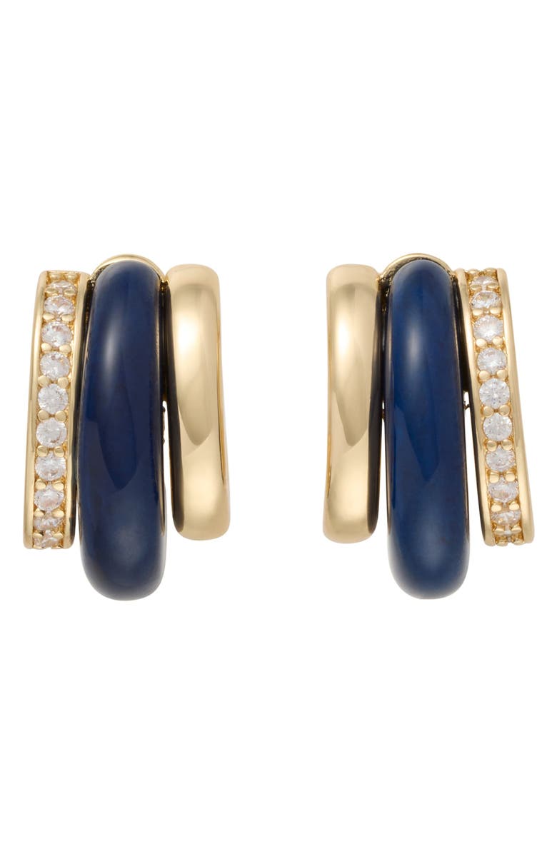 ROXANNE ASSOULIN The Stone Huggie Hoop Earrings, Main, color, Lapis
