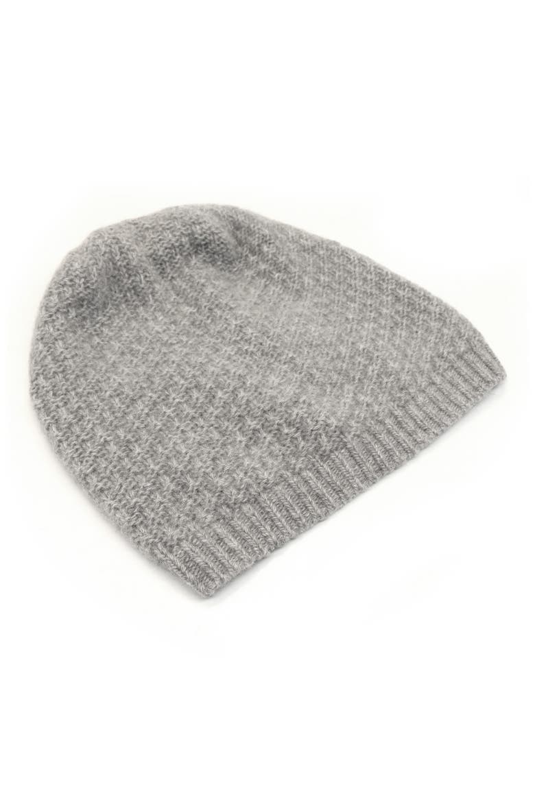 Raindrop Stitch Cashmere Beanie, Alternate, color, LT HT GREY