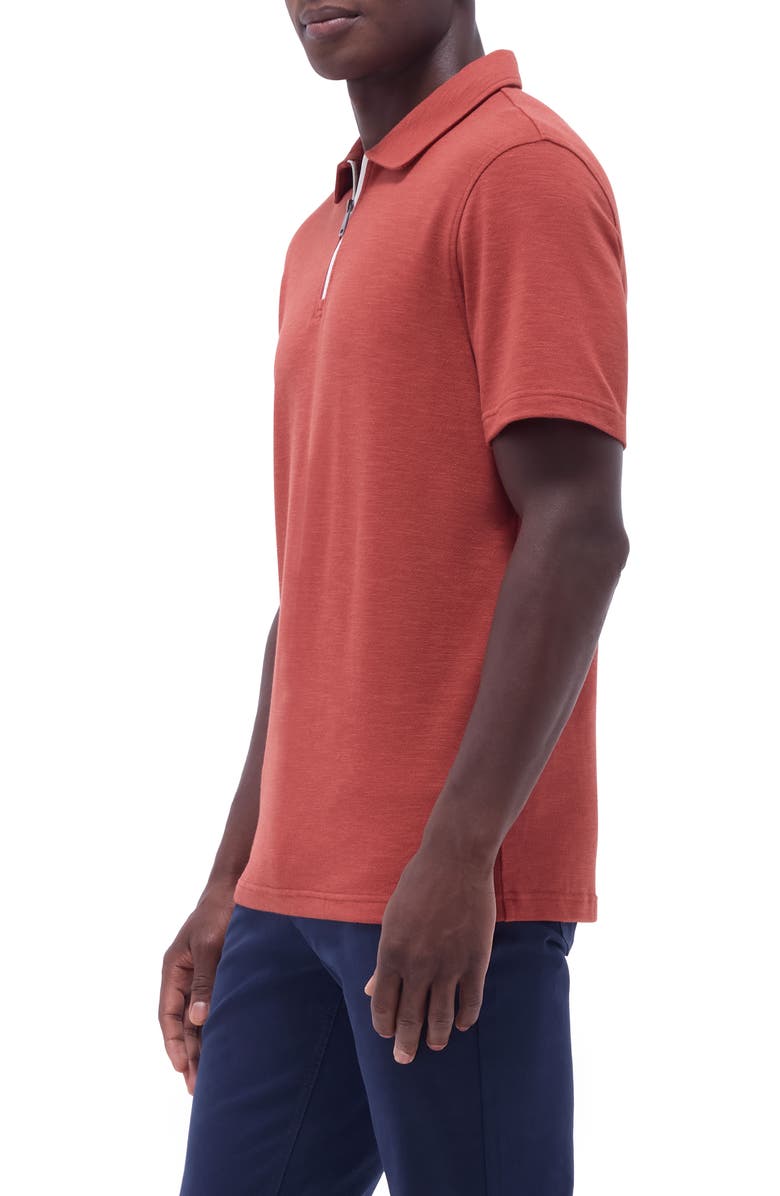 Bugatchi Quarter Zip Polo, Alternate, color, Brick