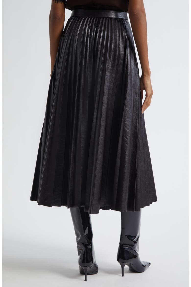 Etta Faux Leather Pleated Midi Skirt, Alternate, color, DEEPEST BROWN