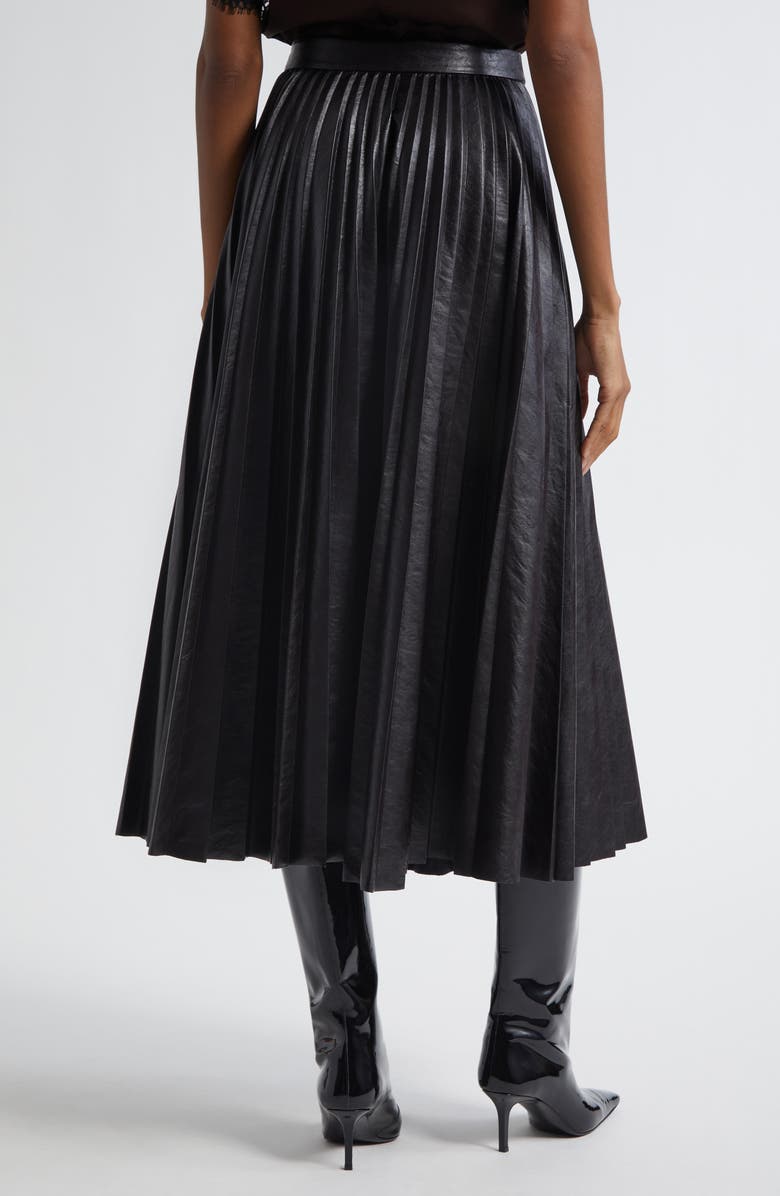 A.L.C. Etta Faux Leather Pleated Midi Skirt, Alternate, color, Deepest Brown