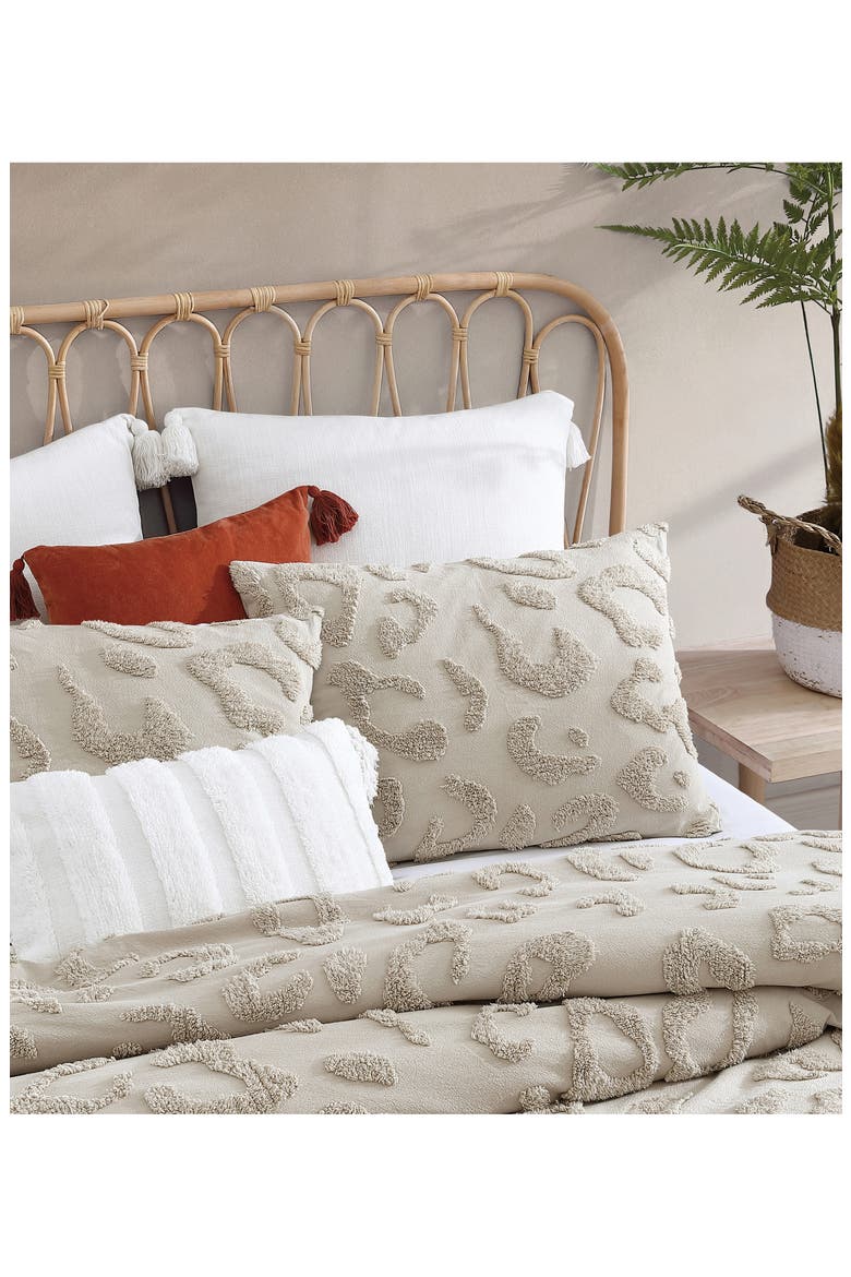 Chenille Leopard Duvet Cover & Sham Set, Alternate, color, LINEN