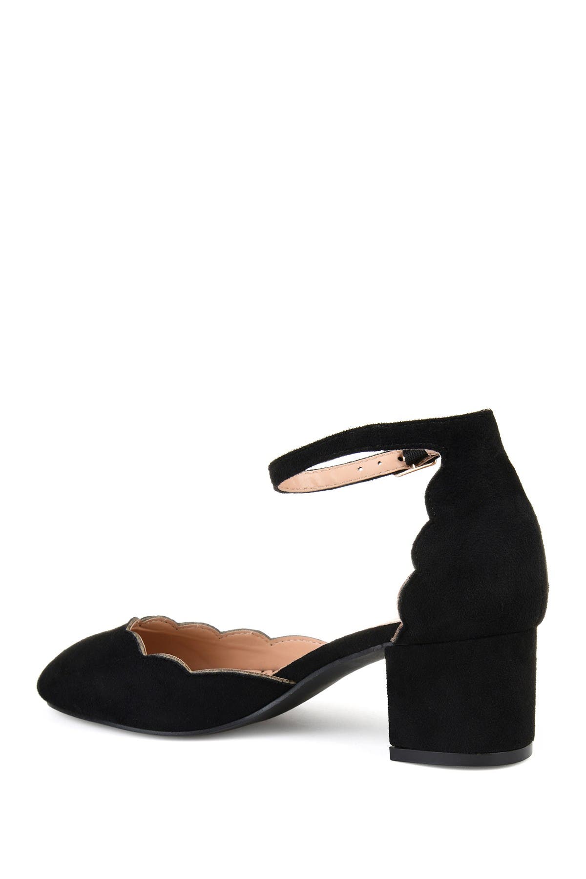 Journee Collection Edna Scallop Trim Pump, Alternate, color, Black