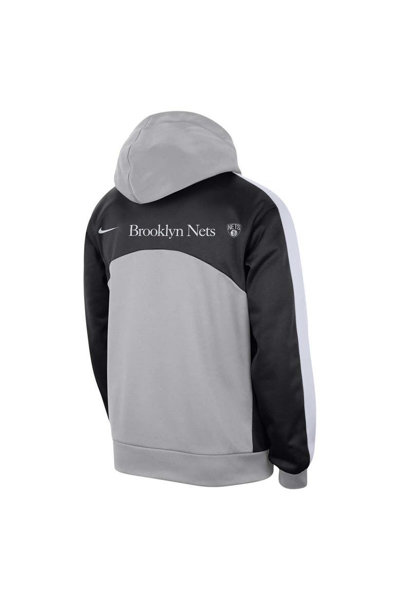 Men's Nike Silver/Black Brooklyn Nets Authentic Starting Five Force Performance Pullover Hoodie, Alternate, color, Silver