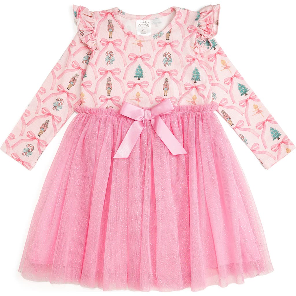 Sweet Wink Nutcracker Trellis Christmas Long Sleeve Tutu Dress In Multi