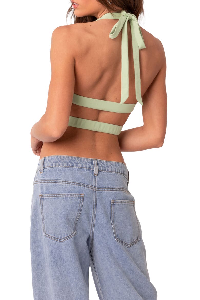 Cady Cutout Crop Halter Top, Alternate, color, GREEN