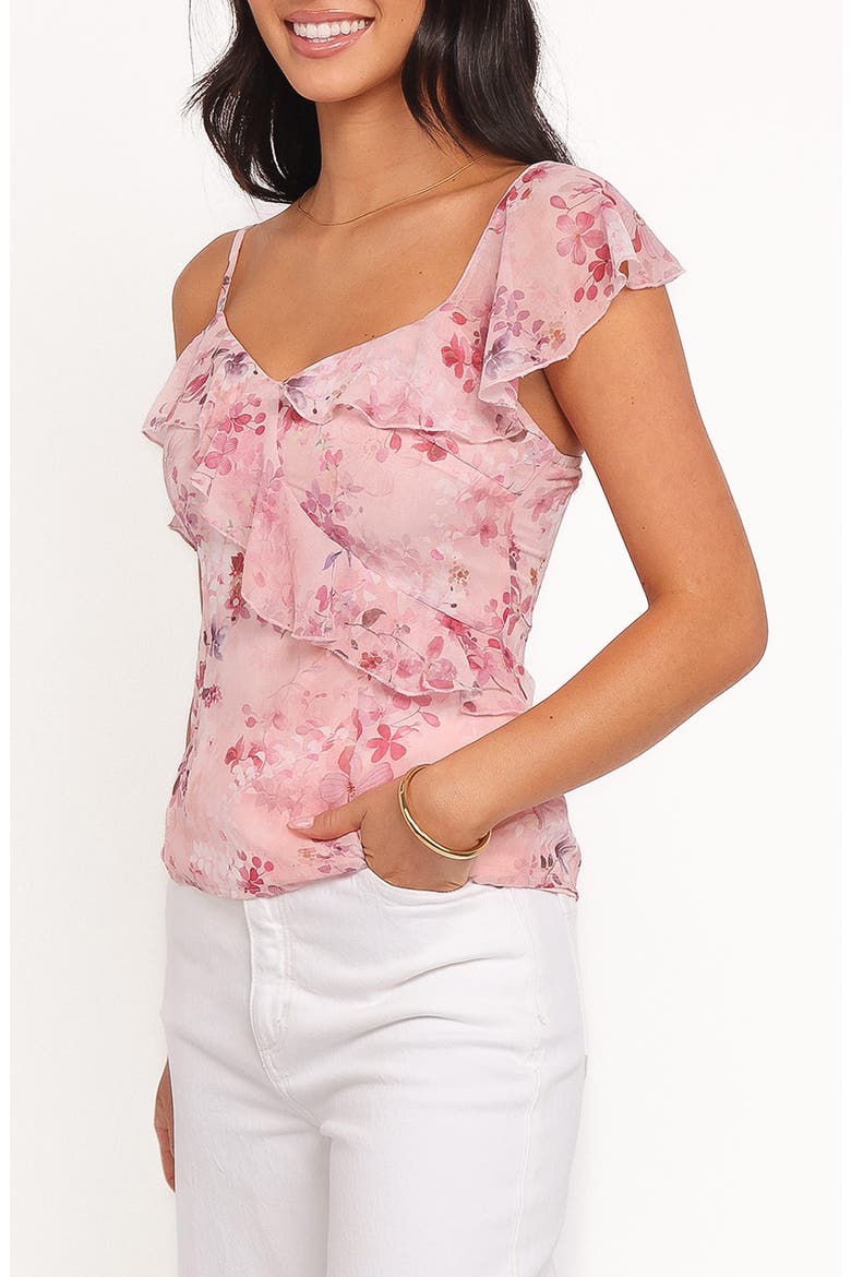 Xandra Floral Ruffle Georgette Top, Alternate, color, PINK FLORAL