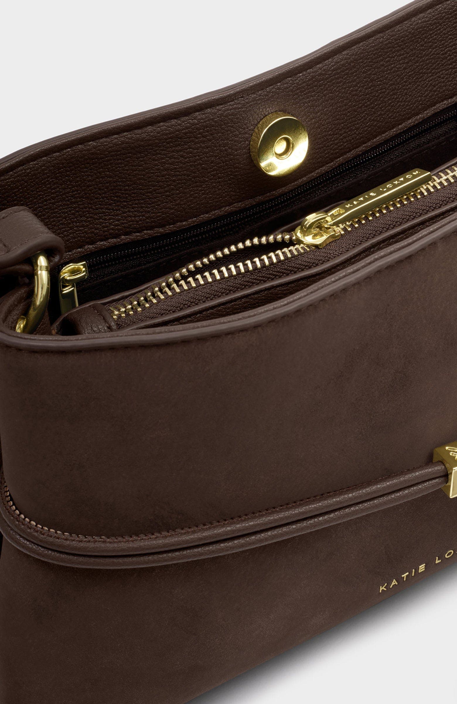 Katie Loxton Lori Suedette Crossbody Bag, Alternate, color, Bitter Chocolate