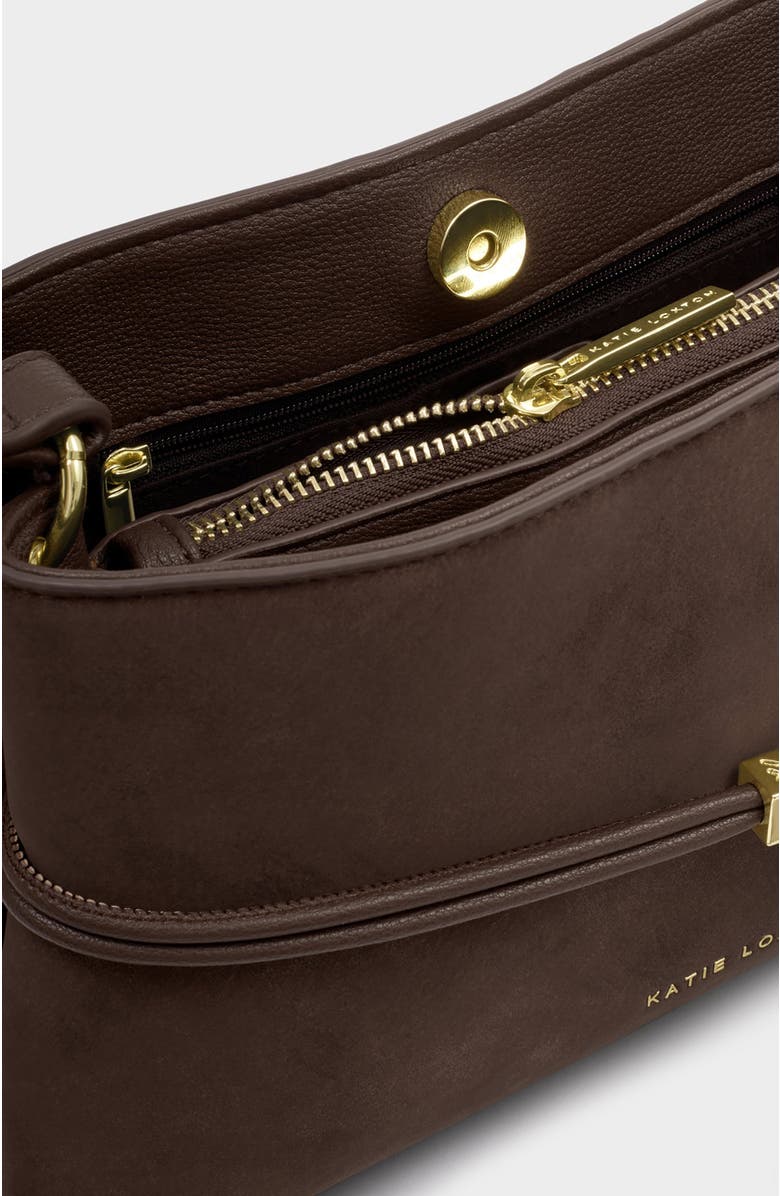 Katie Loxton Lori Suedette Crossbody Bag, Alternate, color, Bitter Chocolate