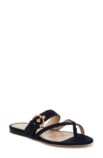 Veronica Beard Salva Suede Sandal In French Navy