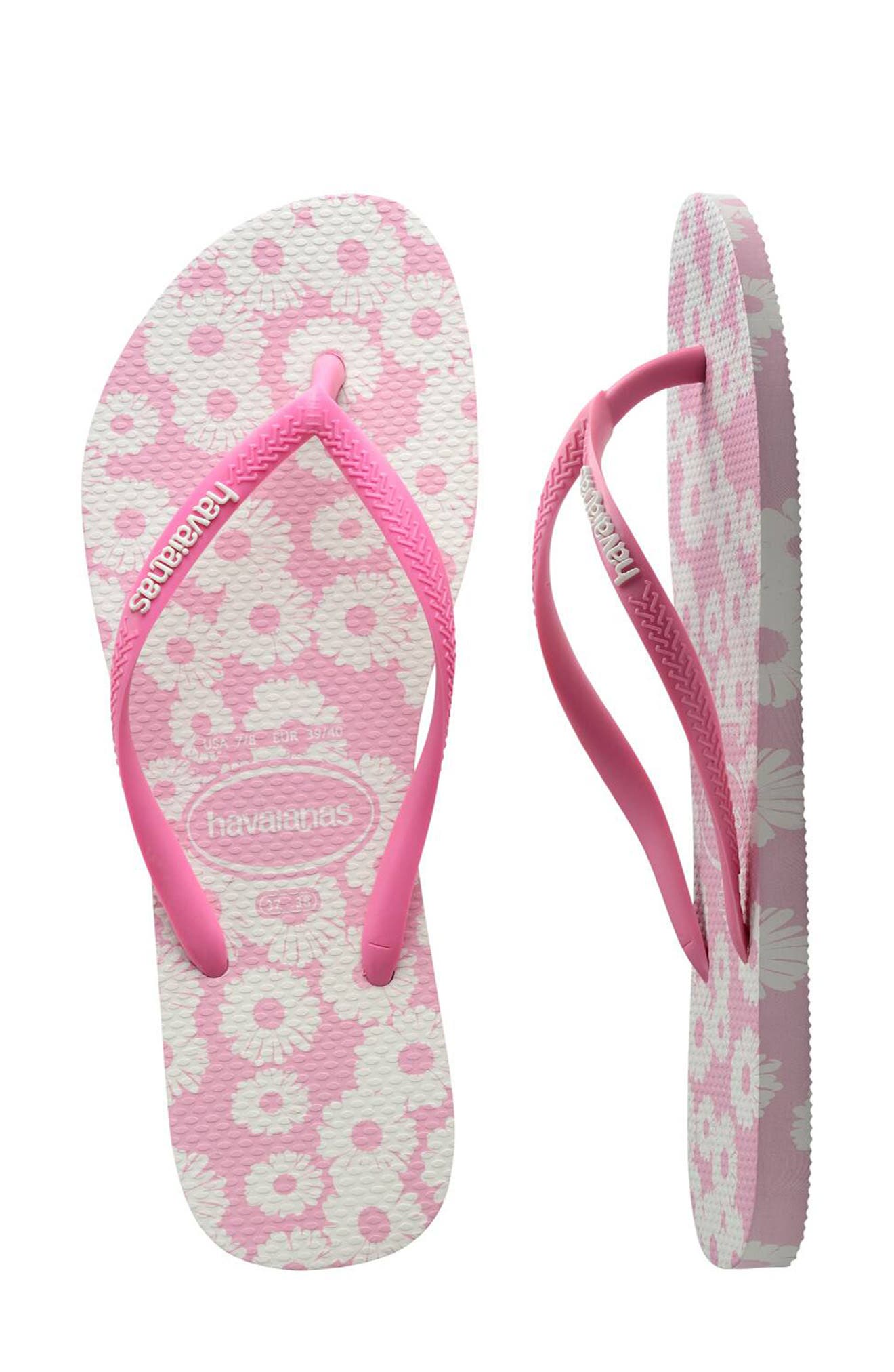 Havaianas Slim Daisy Flip Flop, Alternate, color, White/ Rose