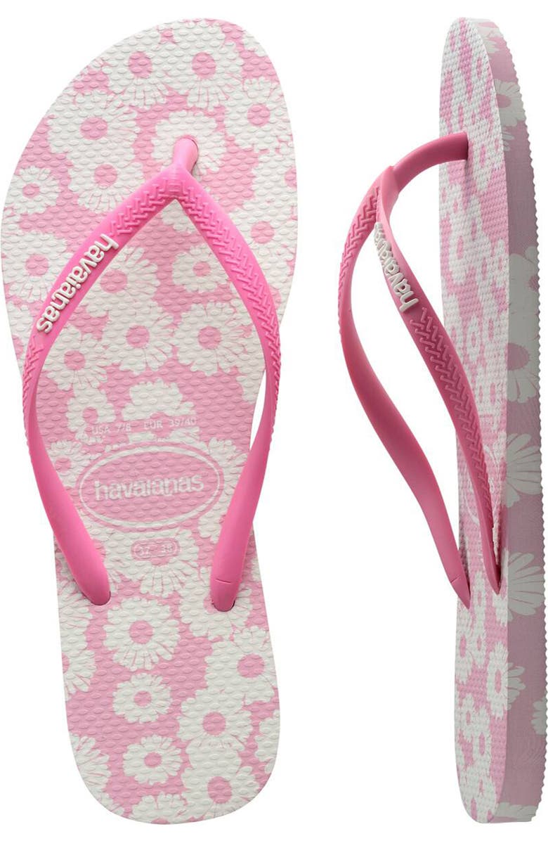 Havaianas Slim Daisy Flip Flop, Alternate, color, White/ Rose