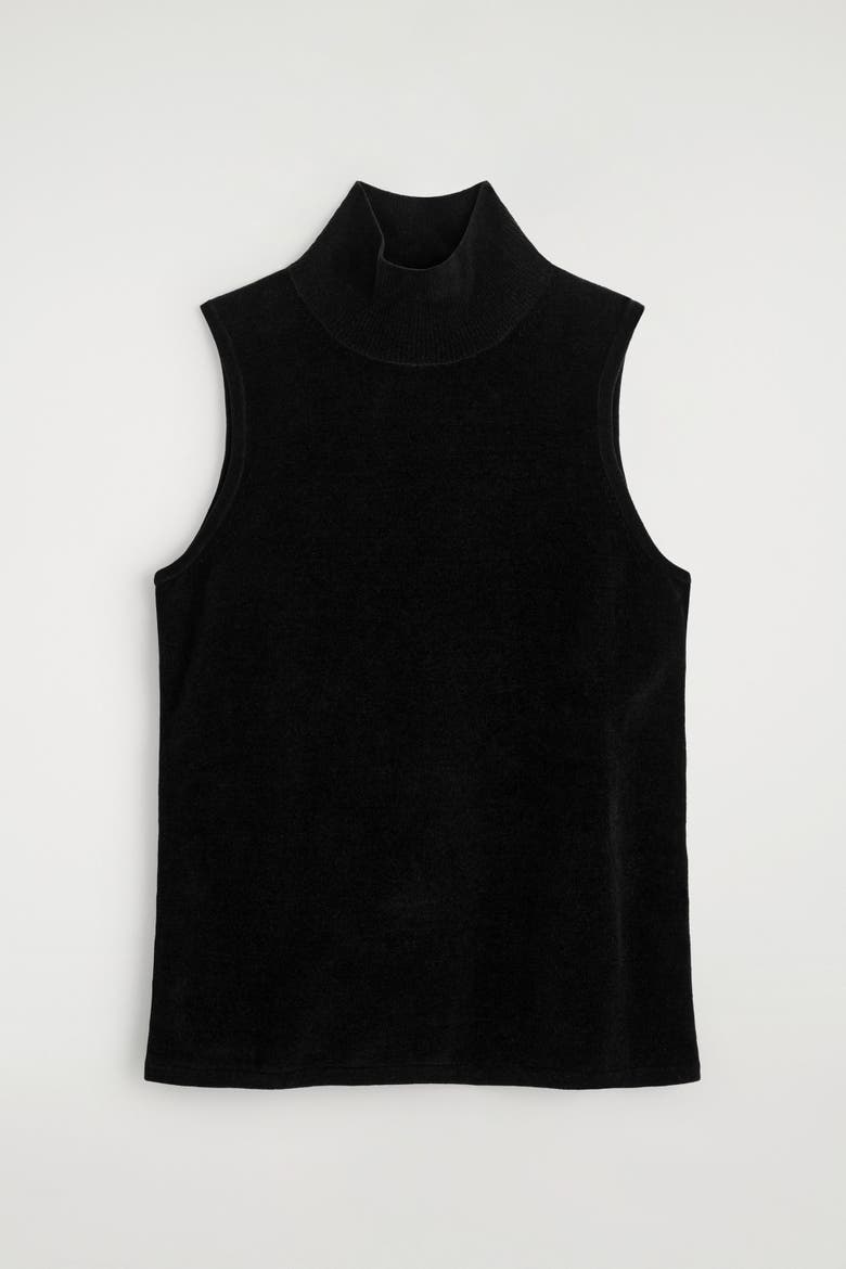 Chenille Mock-Neck Vest, Alternate, color, BLACK
