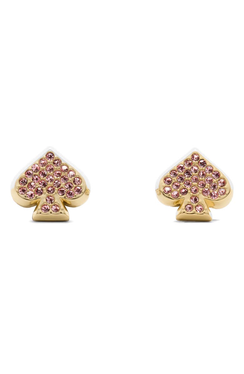 Kate Spade New York pavé crystal spade stud earrings, Main, color, Pink.