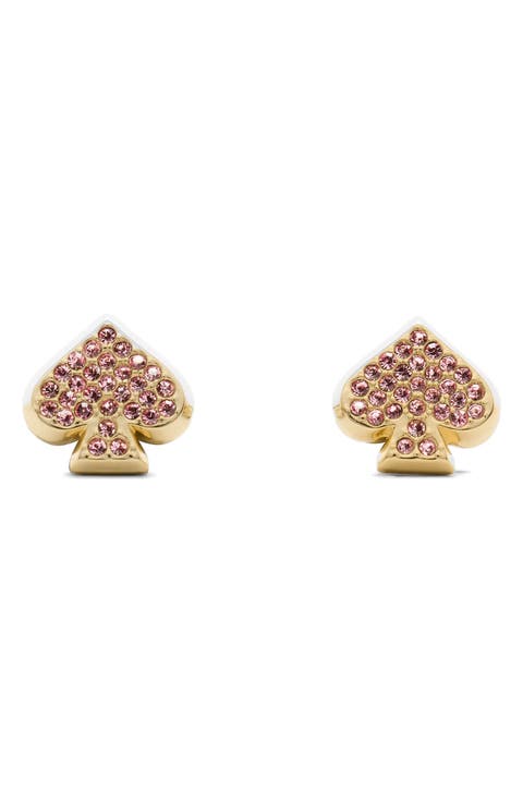 pavé crystal spade stud earrings