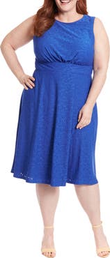 London Times Sleeveless Embroidered Eyelet Midi Dress