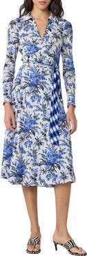 Diane von Furstenberg Phoenix Reversible Long Sleeve Midi Shirtdess