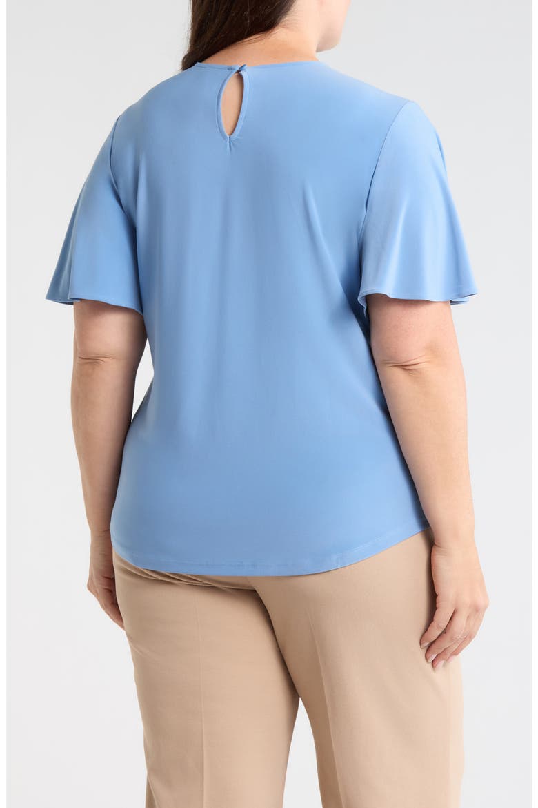 Pleat Neck Bell Sleeve Top, Alternate, color, LAGOON