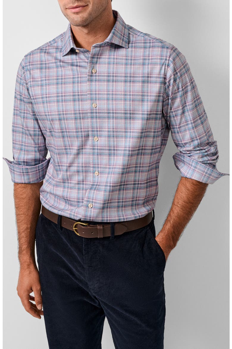 Plaid Knit Sport Shirt, Main, color, MERLOT/ BLUE