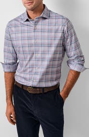David Donahue Plaid Knit Sport Shirt