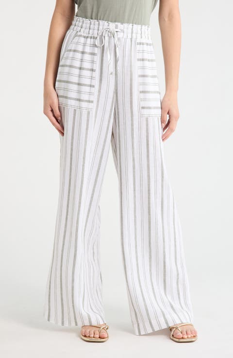 Stella Stripe Linen Blend Paperbag Pants