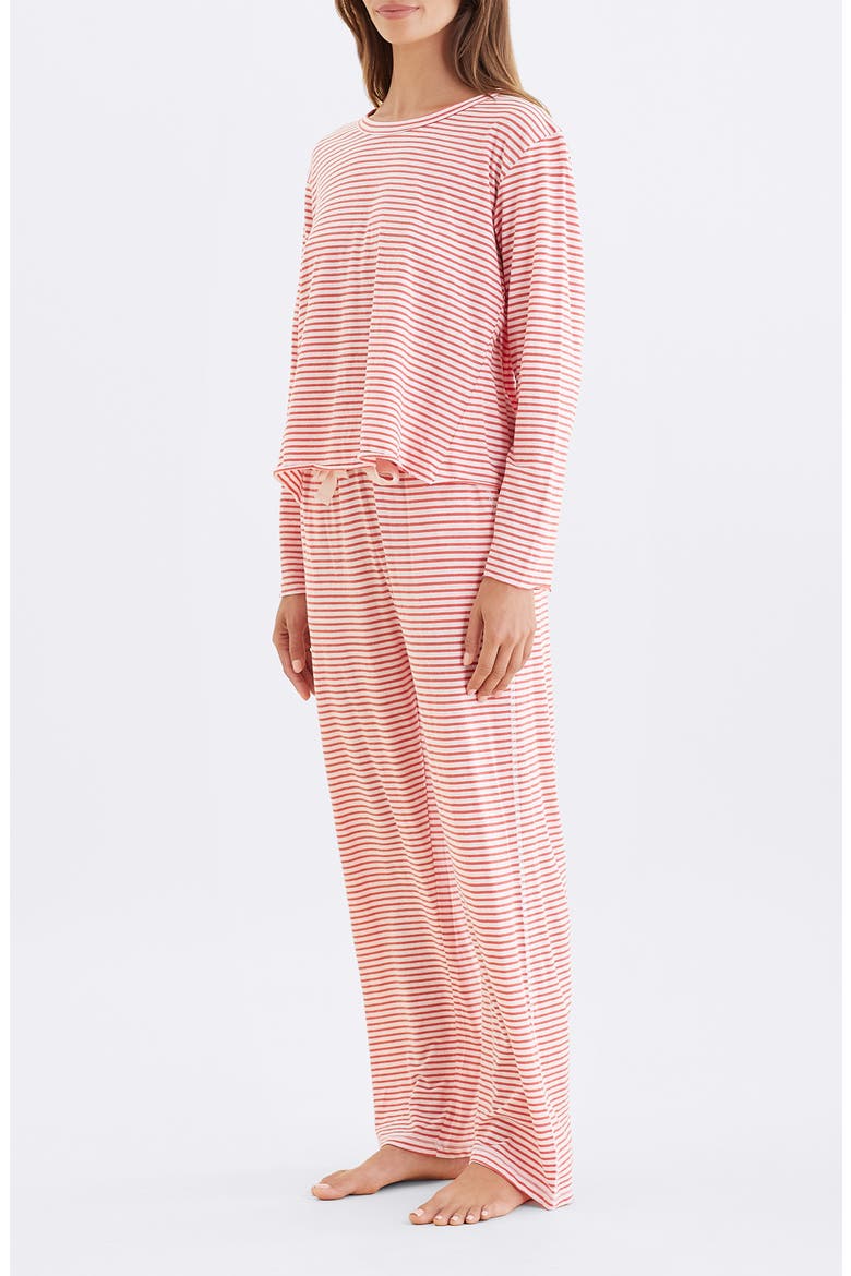 Jada Stripe Organic Cotton Pajamas, Alternate, color, ROSEWATER / RED STRIPE