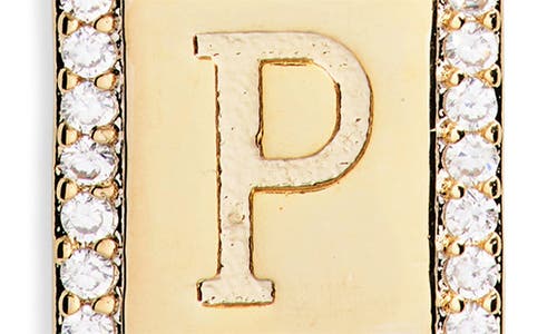 Leith Initial Pendant Necklace In P- Clear- Gold