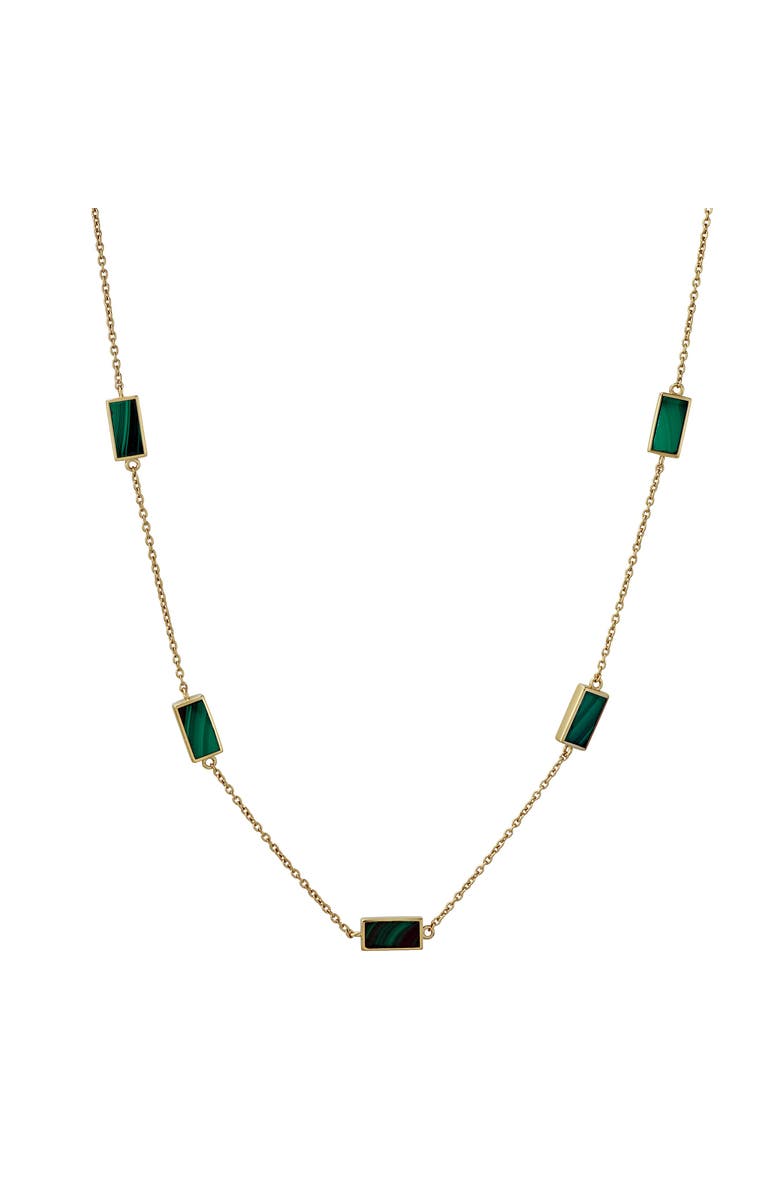 Jan Leslie Five Stations Rectangle Dash Necklace In Sterling 18K Gold Overlay, Main, color, Green