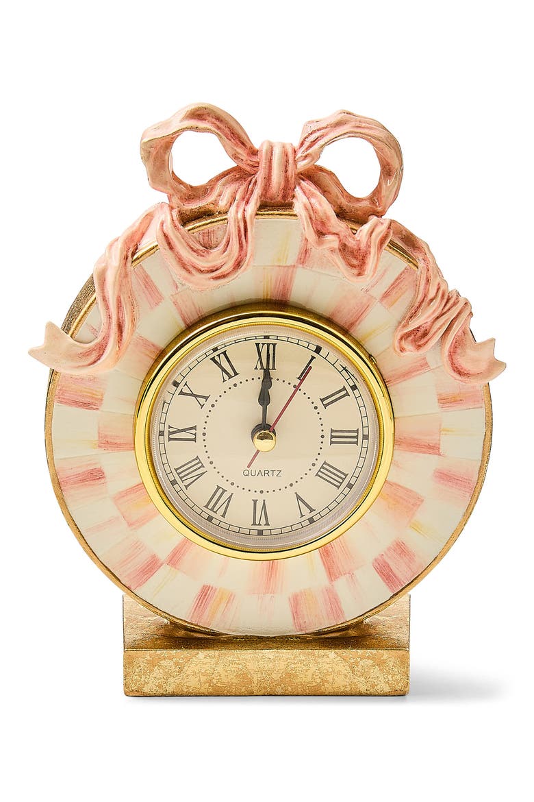 It's All About the Bow Desk Clock, Main, color, PINK MULTI