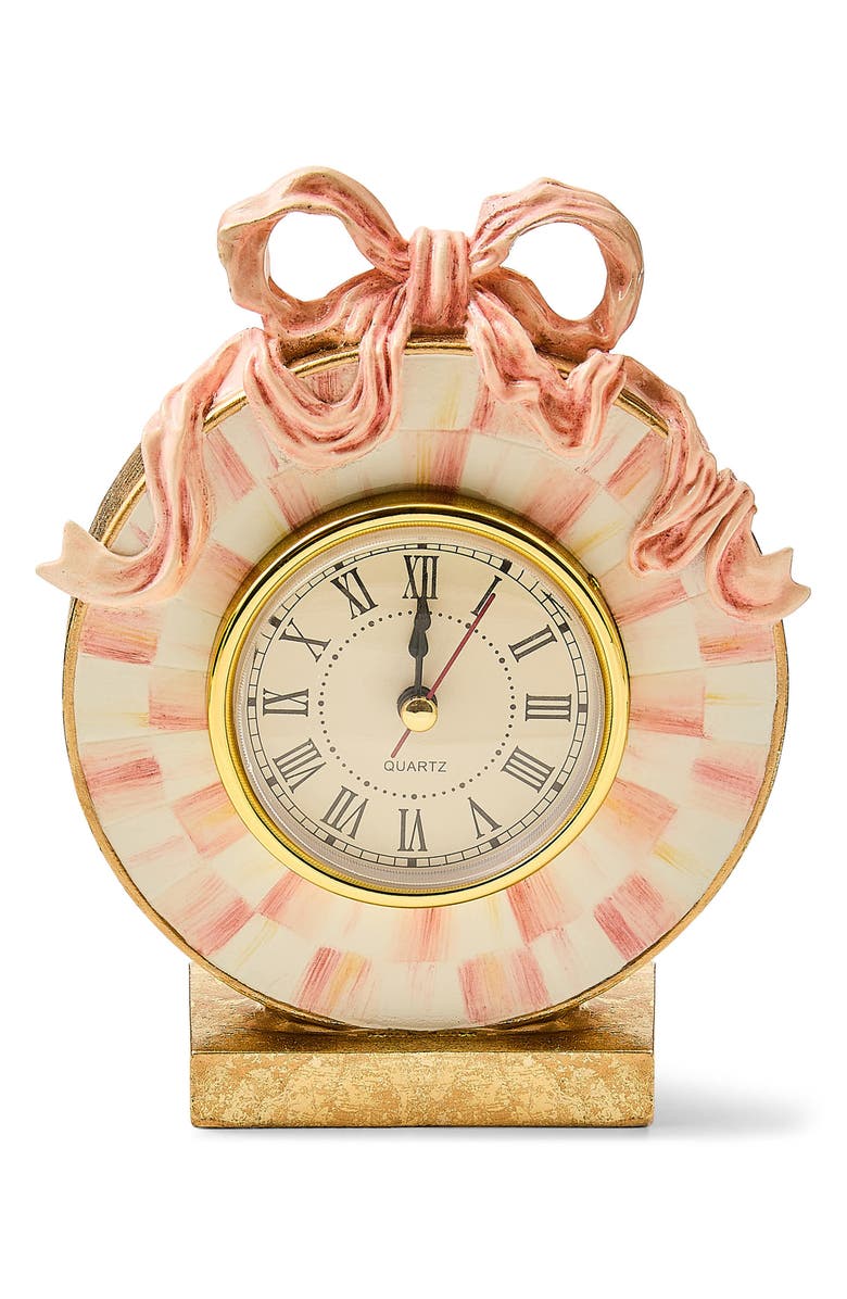 MACKENZIE CHILDS It's All About the Bow Desk Clock, Main, color, Pink Multi