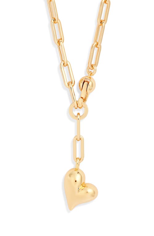 Jenny Bird Puffy Heart Charm Paper Clip Chain Necklace
