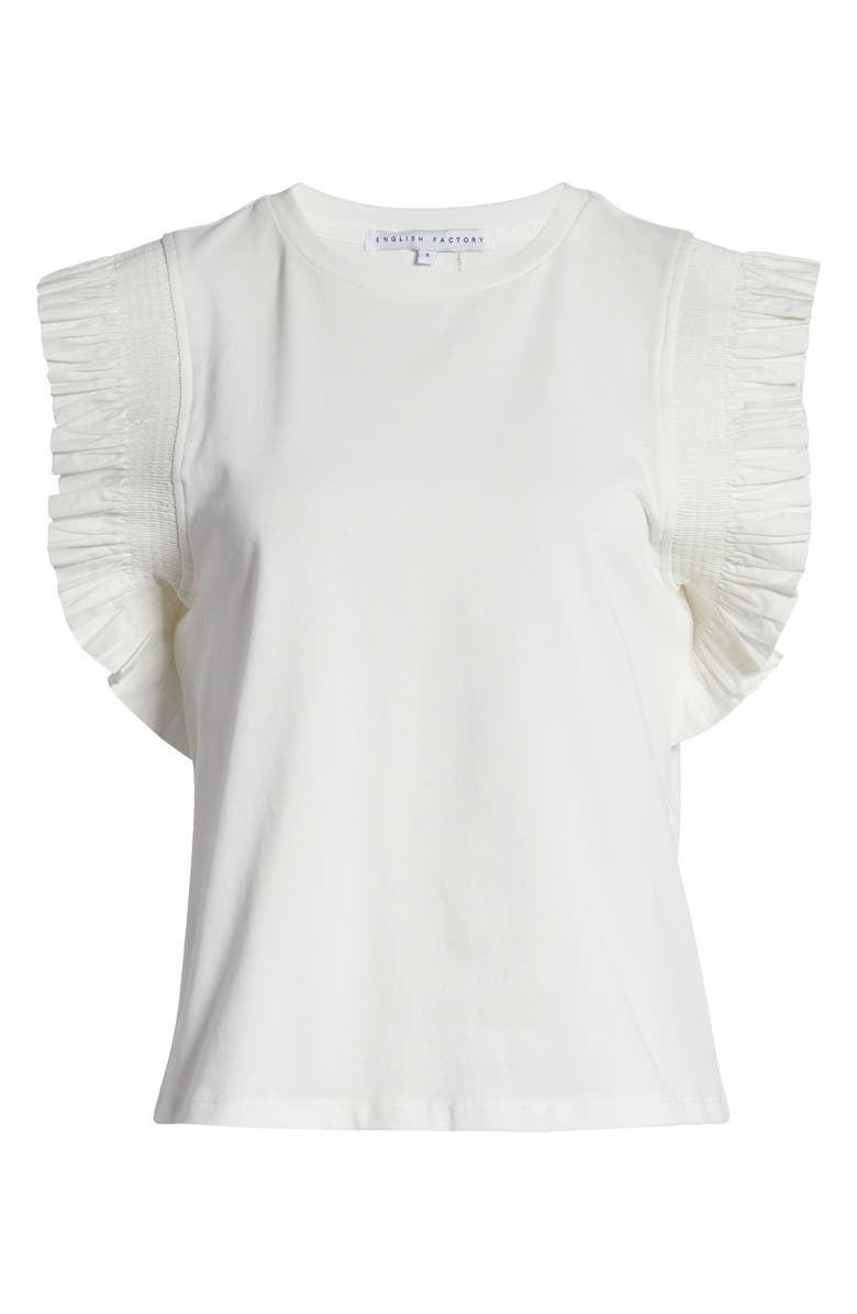 English Factory Poplin Ruffle Top, Alternate, color,