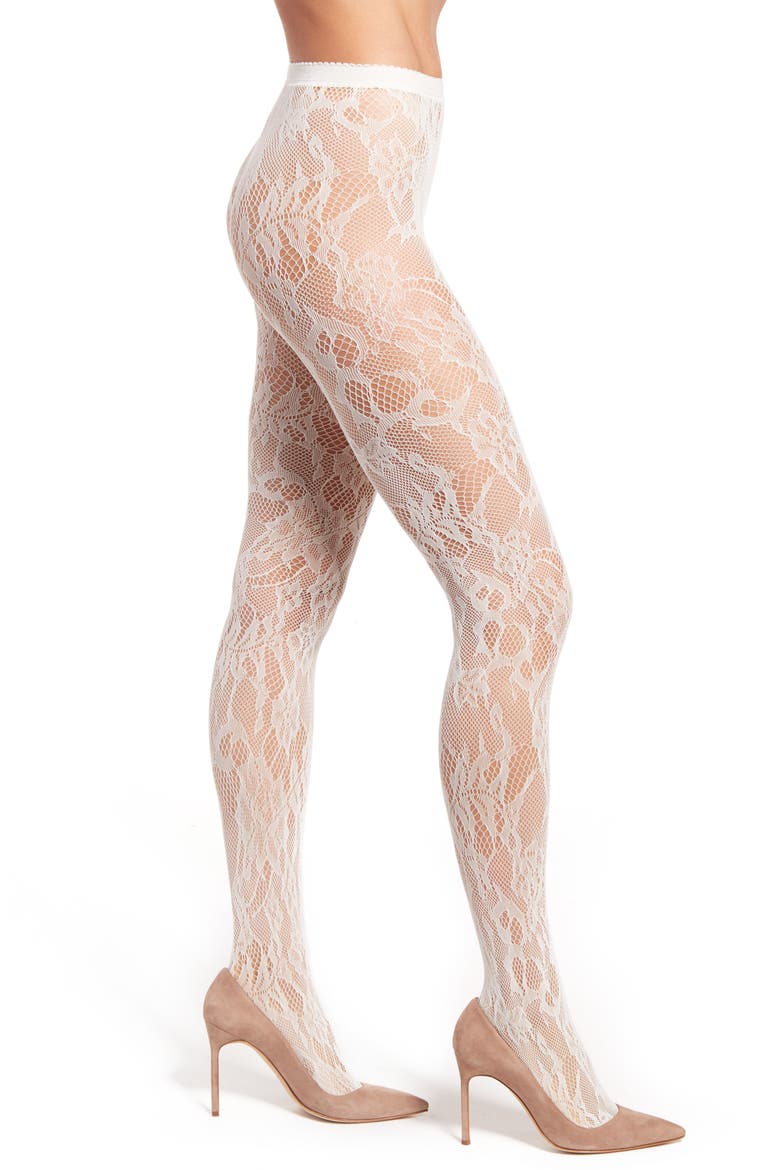Lace Cutout Tights, Main, color, IVORY