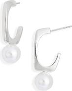 NORDSTROM RACK Freshwater Pearl Drop Hoop Earrings