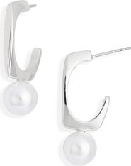 NORDSTROM RACK Freshwater Pearl Drop Hoop Earrings